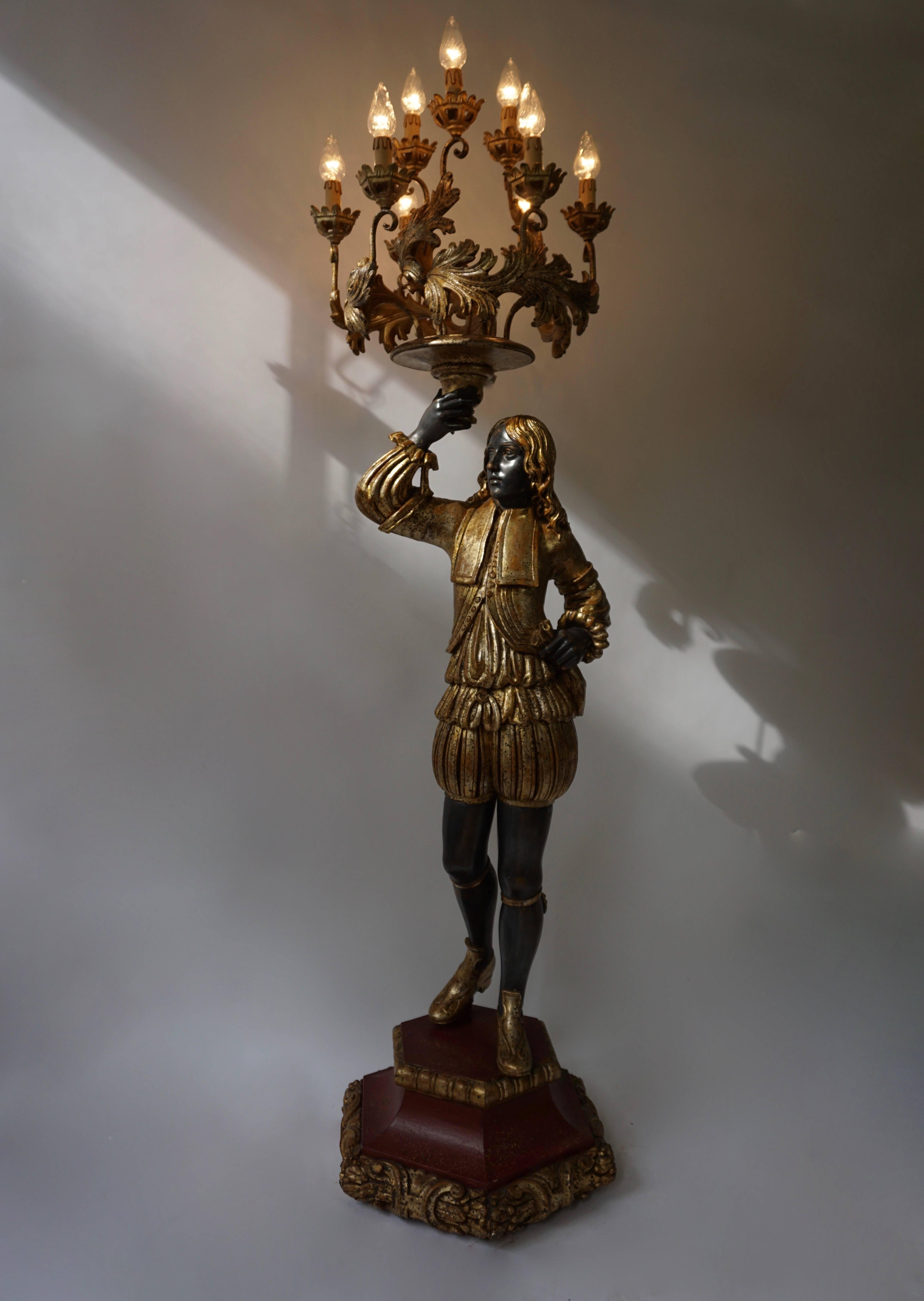 Hand-Painted and Gilded Venetian Candelabra Floor Lamp 1