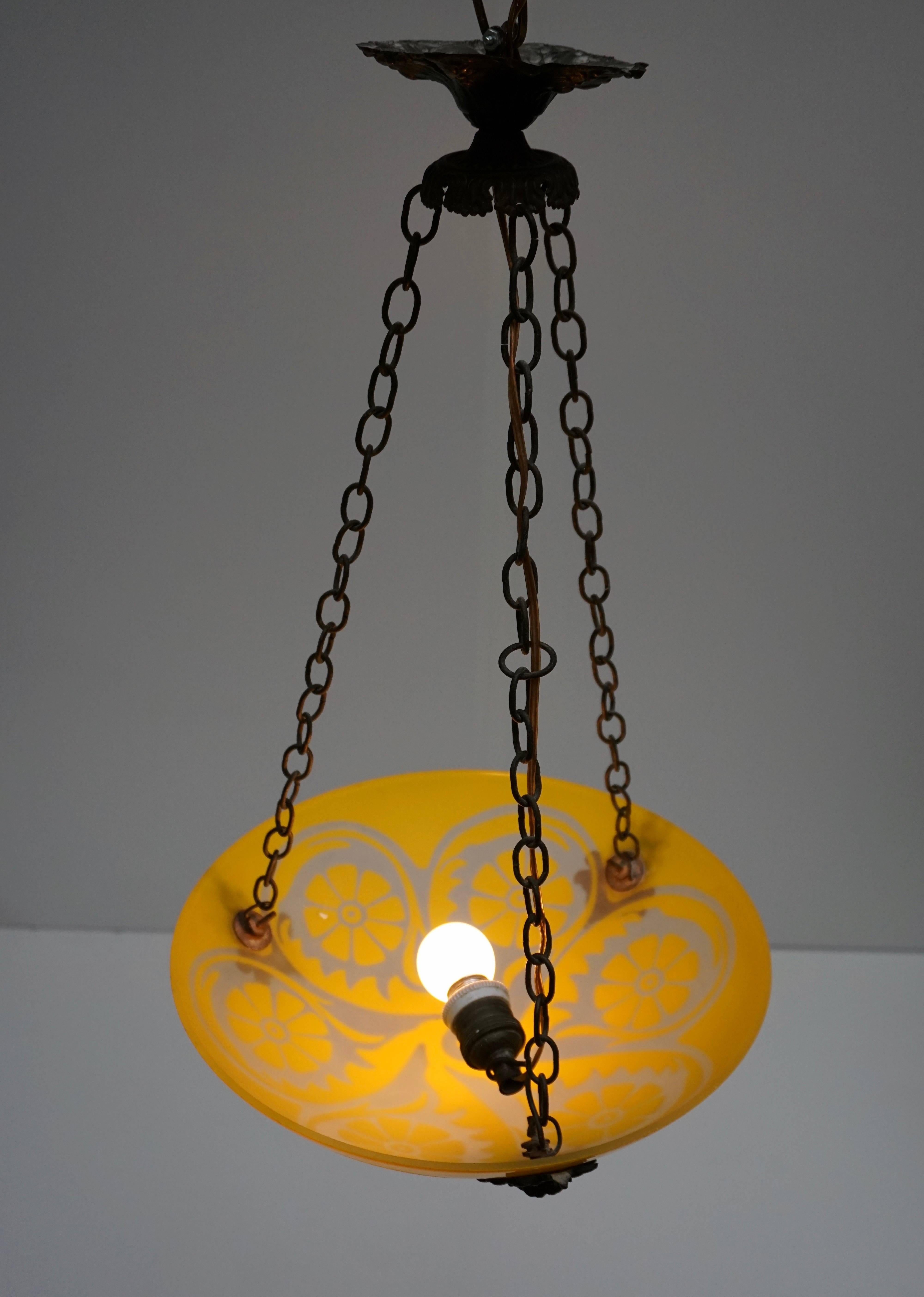 Metal Glass Pendant Light For Sale