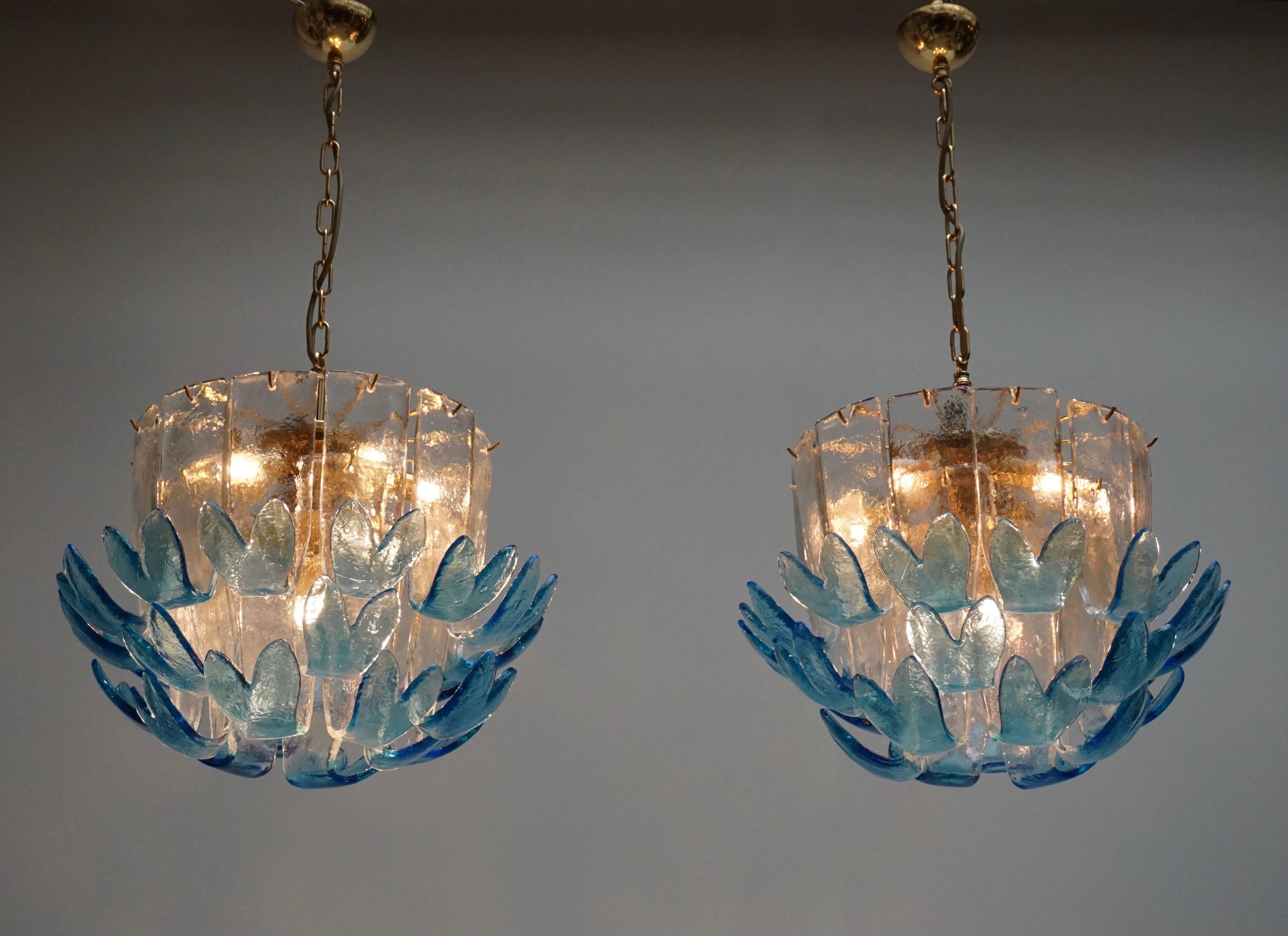 Two Rare Murano Glass Chandeliers by Alfredo Barbini 2
