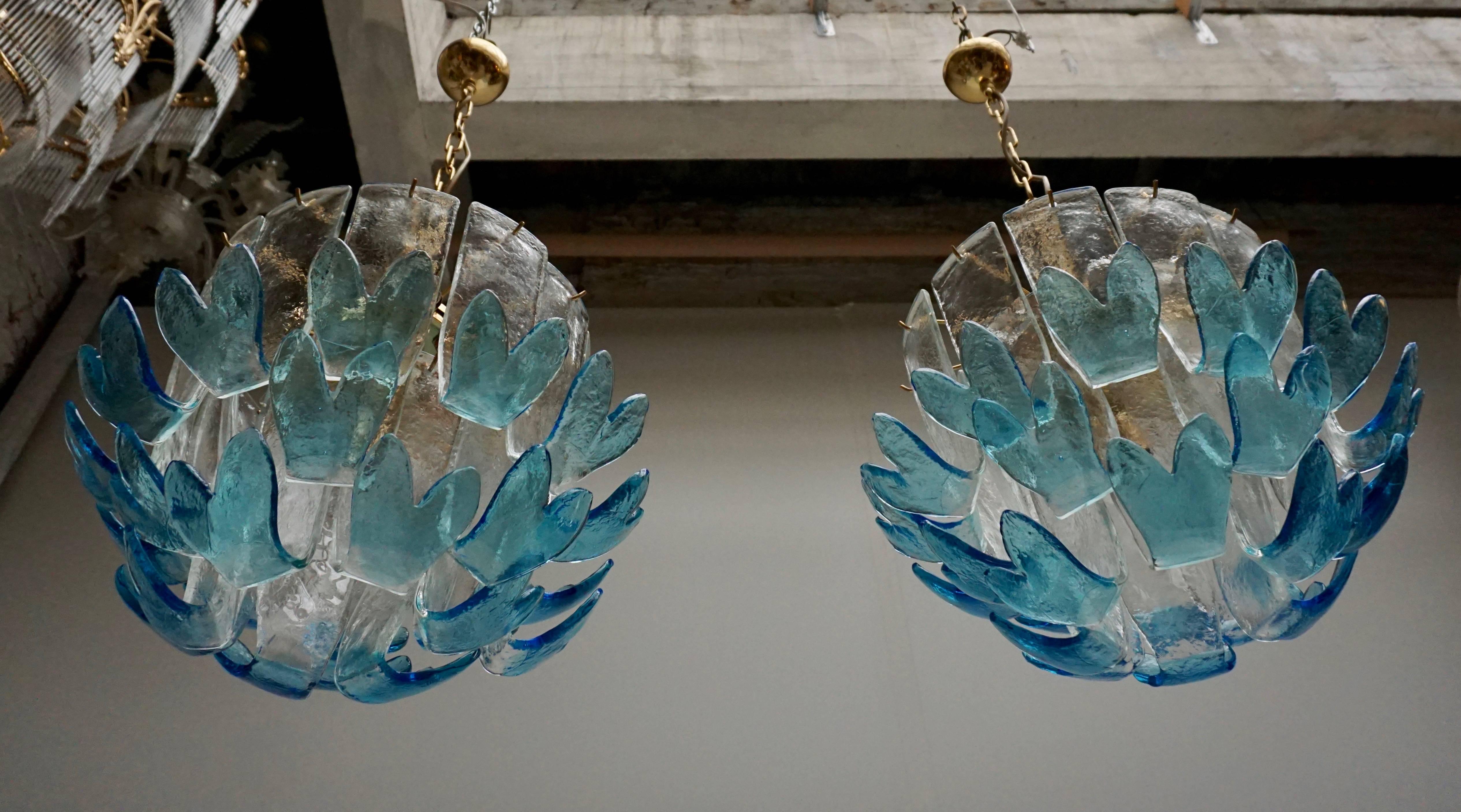 Two Rare Murano Glass Chandeliers by Alfredo Barbini In Good Condition In Antwerp, BE