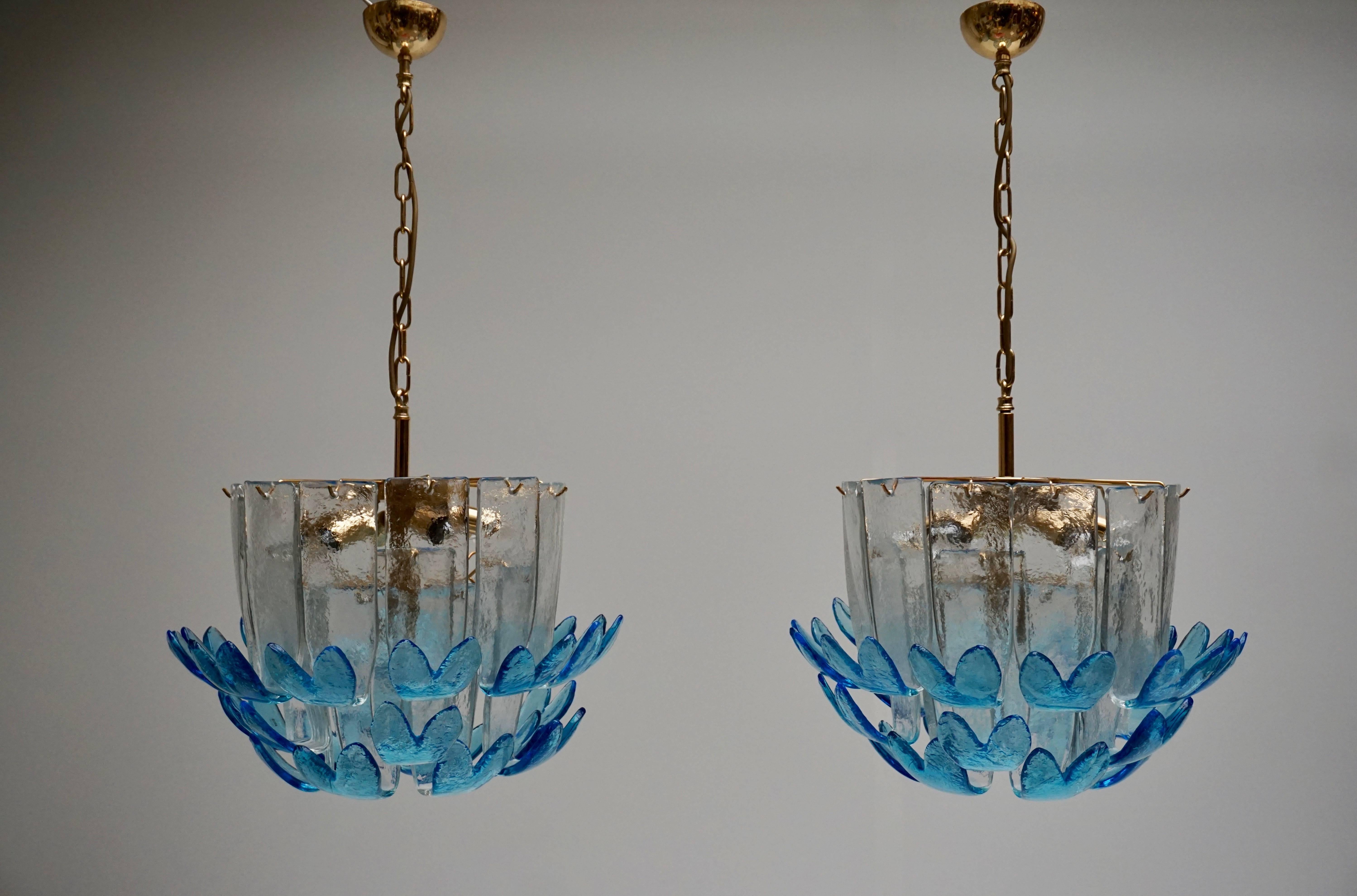 20th Century Two Rare Murano Glass Chandeliers by Alfredo Barbini