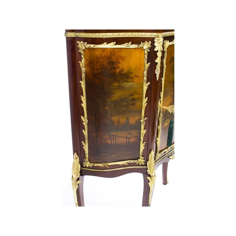 Hand-Painted 19th Century French Vernis Martin Vitrine Display Cabinet For Sale