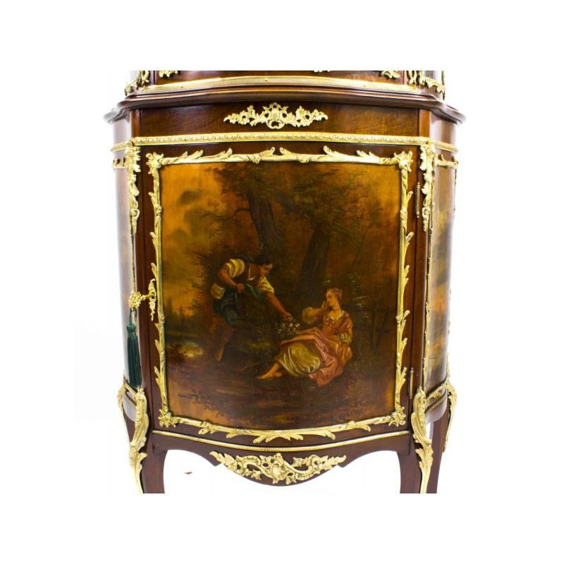 Louis XV 19th Century French Vernis Martin Vitrine Display Cabinet For Sale