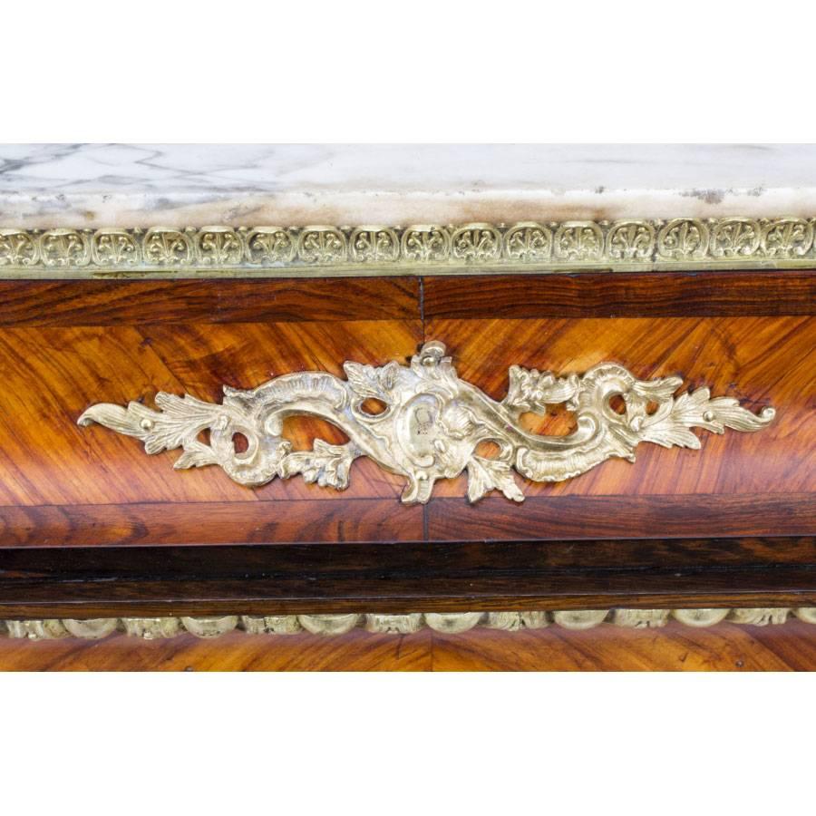 Mid-19th Century 19th Century French Marble Top Walnut Side Cabinet Plaques