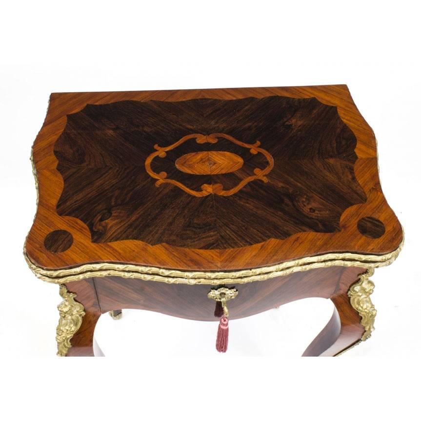 Antique French Kingwood and Rosewood Card Games Table, circa 1870 In Excellent Condition In London, GB