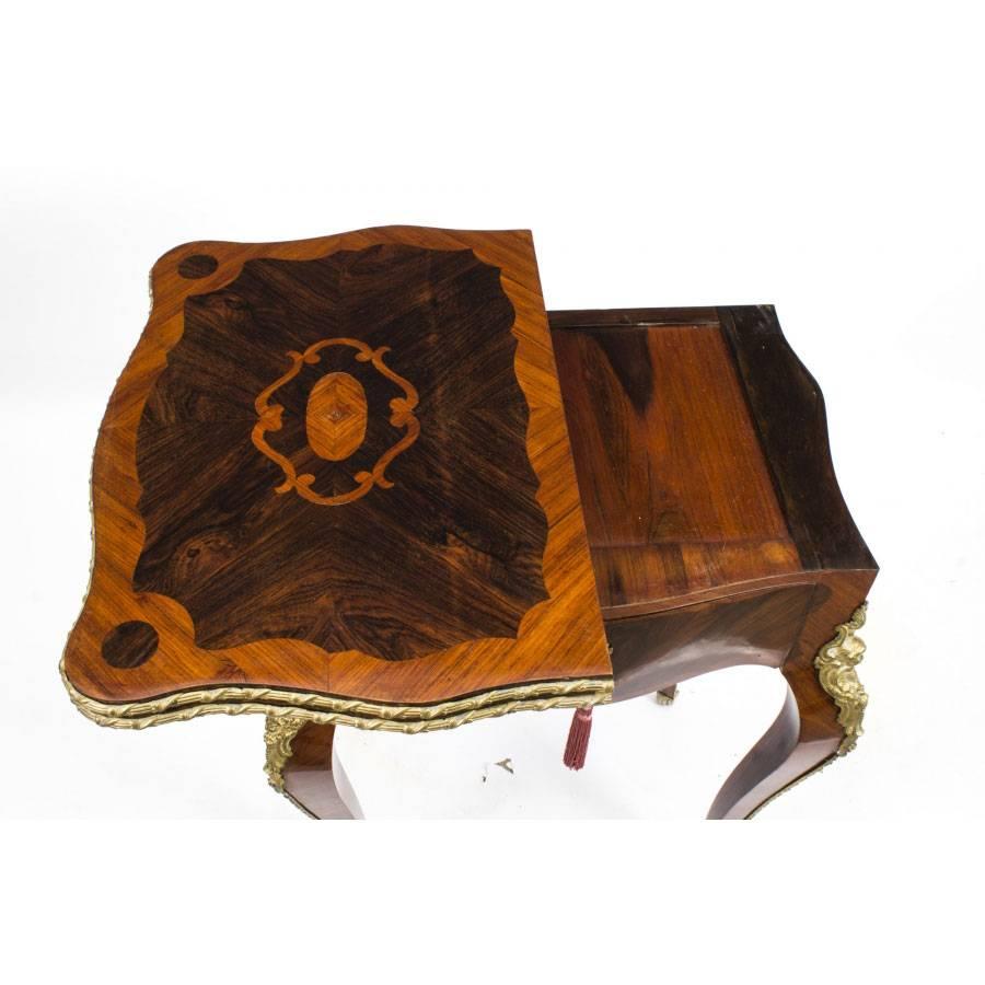 Late 19th Century Antique French Kingwood and Rosewood Card Games Table, circa 1870