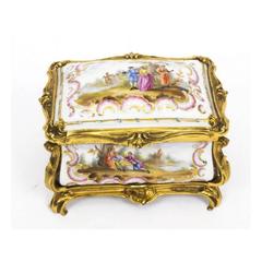 Antique Carl Thieme Porcelain and Gilt Bronze Jewelry Casket
