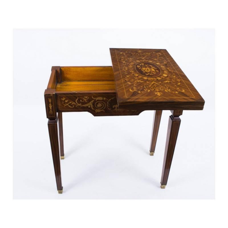Louis XV Style Marquetry Card Games Table Rosewood 3