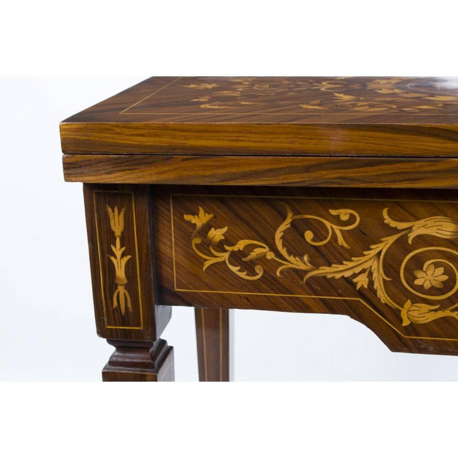 French Louis XV Style Marquetry Card Games Table Rosewood