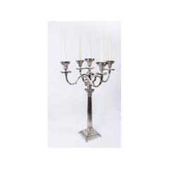Pair of Huge Silver Plate Corinthian Column Candelabras