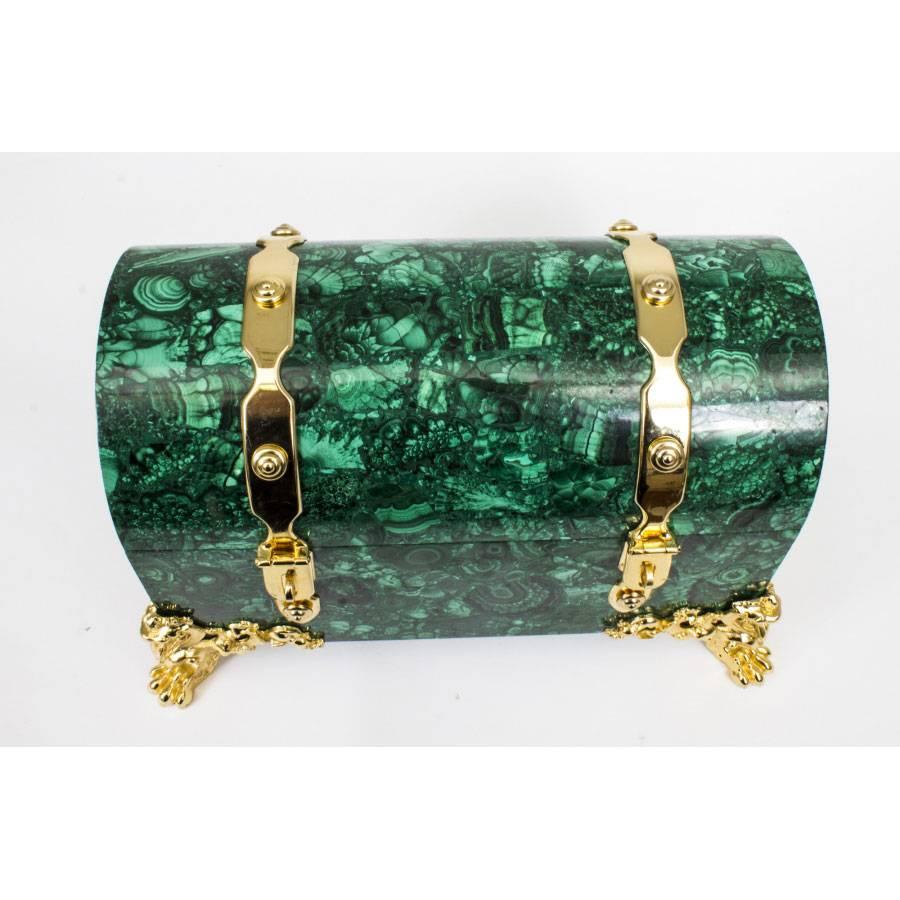 Vintage Malachite and Gilt Bronze Domed Casket, 20th Century In Excellent Condition In London, GB