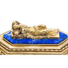 Antique French Gilt Bronze and Lapis Lazuli Mounted Casket, circa 1870