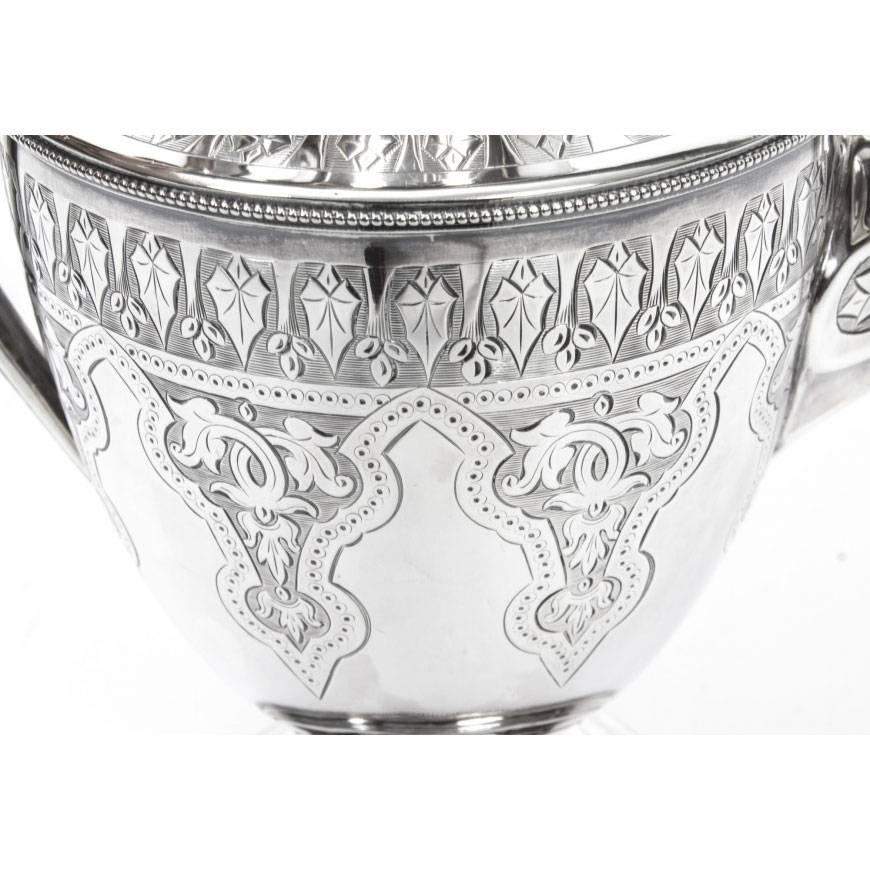 Antique Silver Five-Piece Tea Coffee Service and Tray Martin Hall, 1874 1