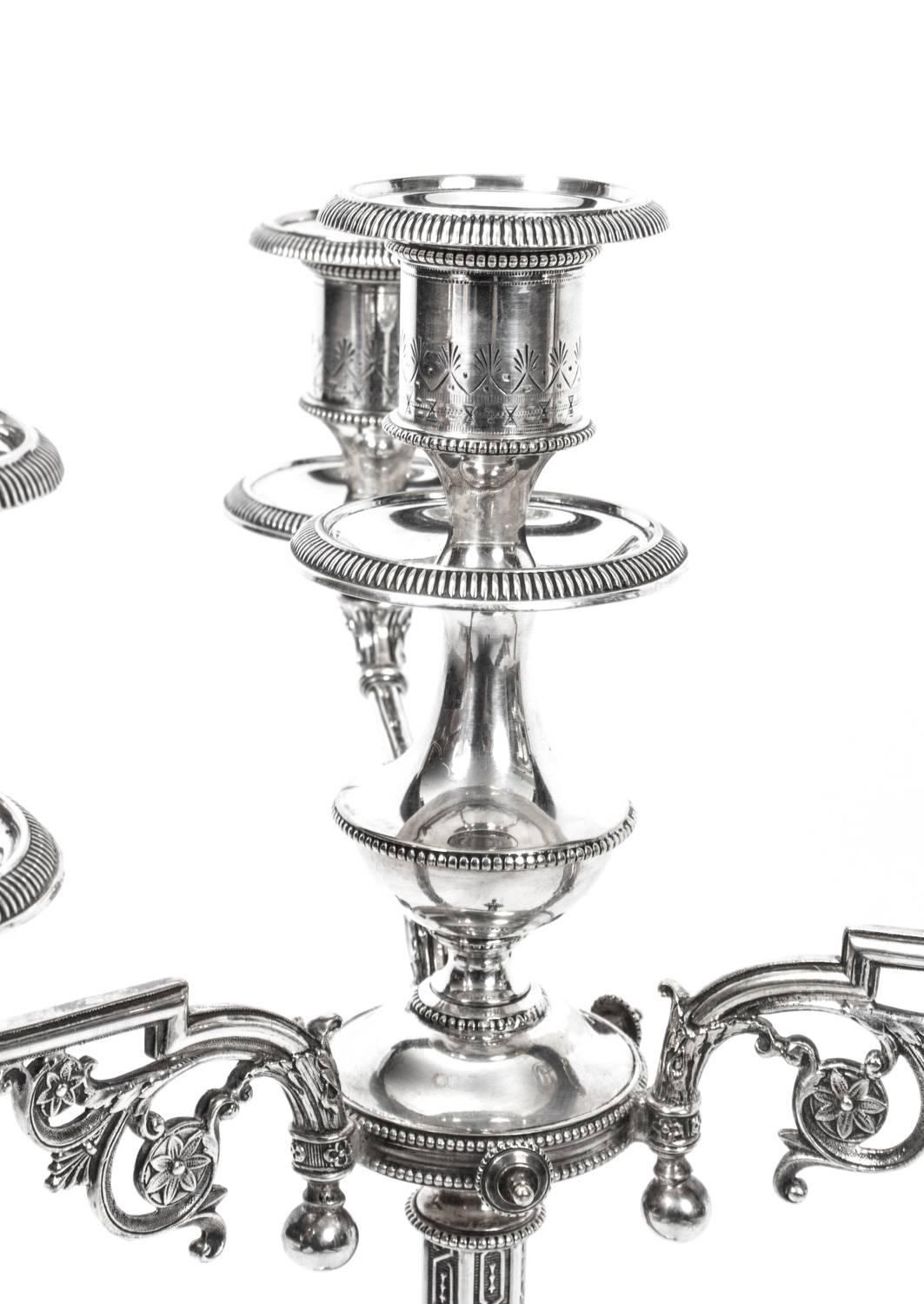 19th Century Pair of Victorian Four-Light Candelabra H Woodward In Excellent Condition In London, GB