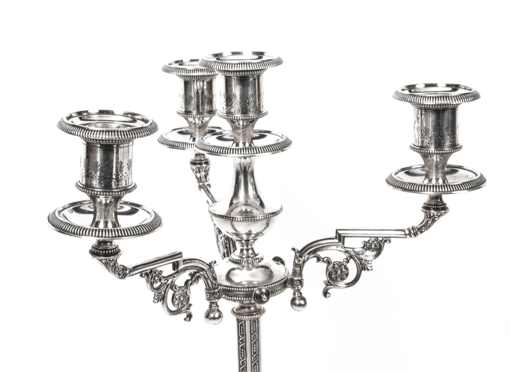 Late 19th Century 19th Century Pair of Victorian Four-Light Candelabra H Woodward
