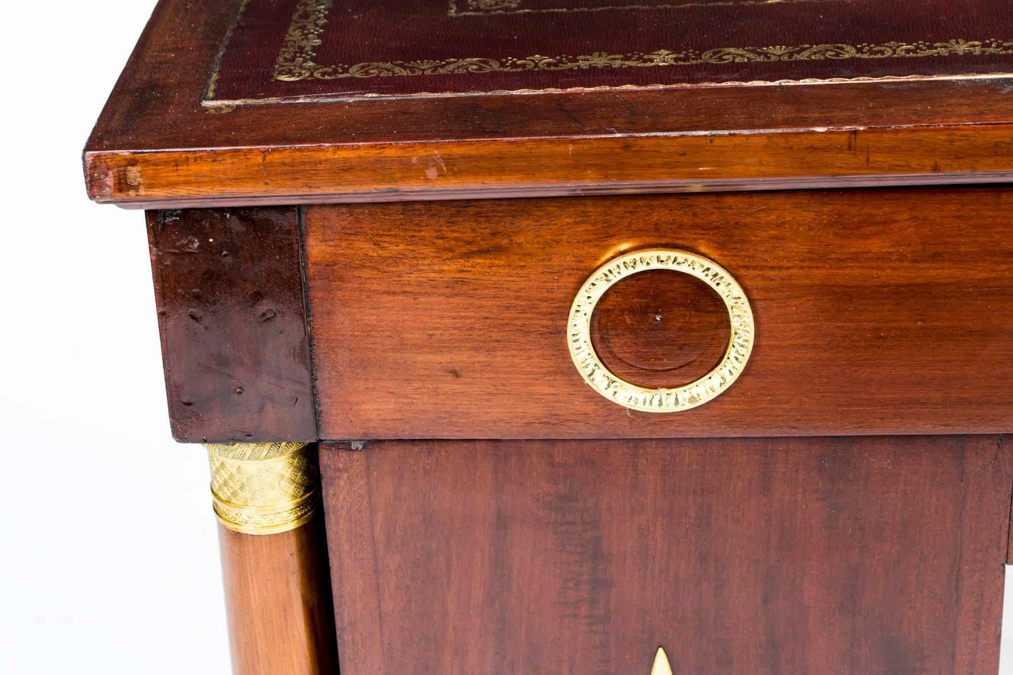 Leather 19th Century Empire Ormolu Desk Louise Philippe Style