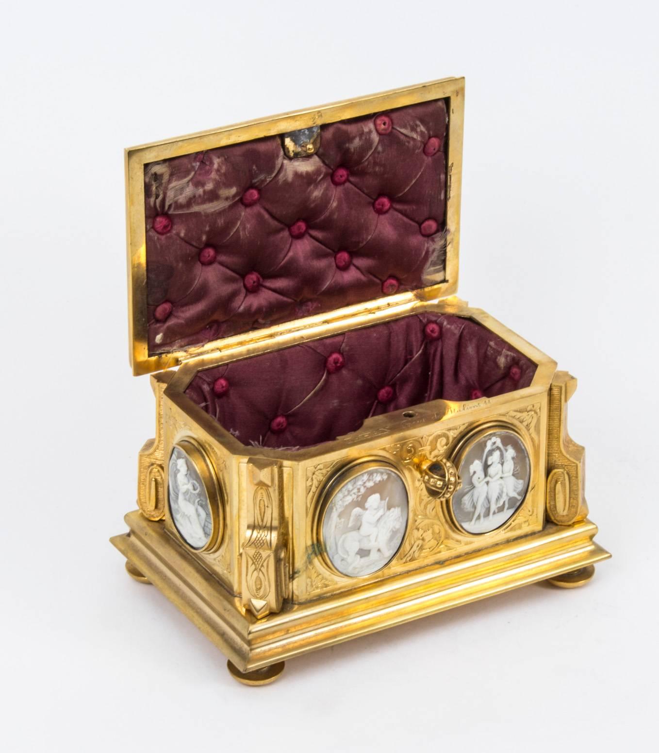 Ormolu 19th Century Gilt Bronze Jewel Casket Box by Tahan