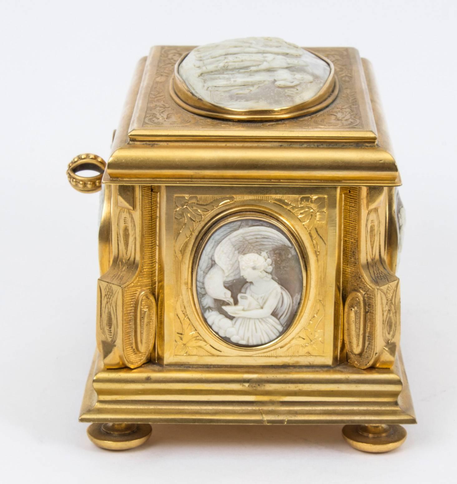 Late 19th Century 19th Century Gilt Bronze Jewel Casket Box by Tahan