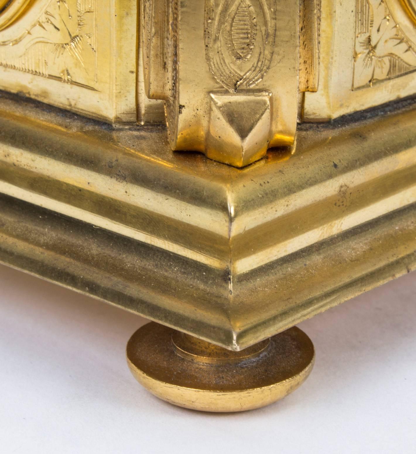 French 19th Century Gilt Bronze Jewel Casket Box by Tahan