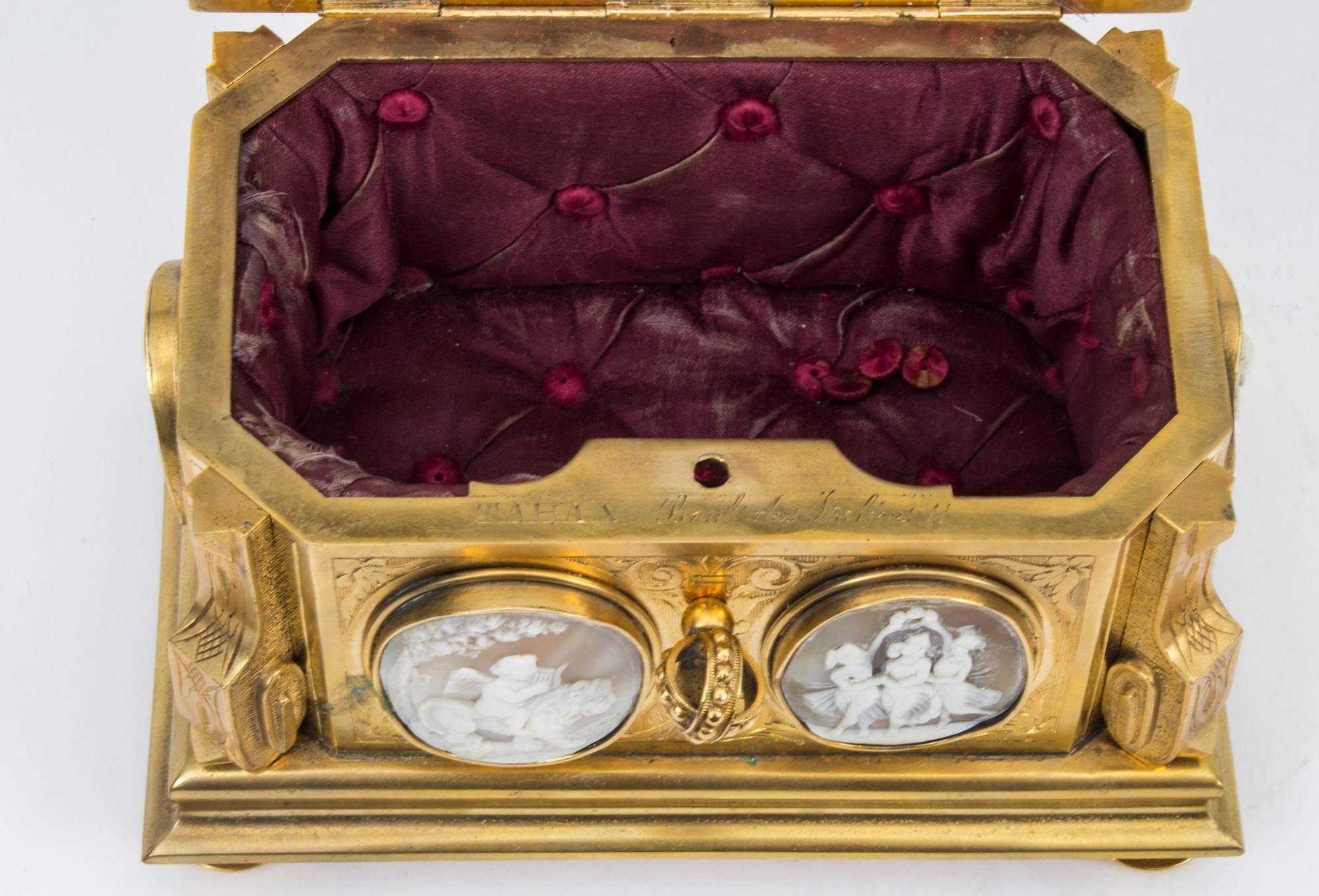 19th Century Gilt Bronze Jewel Casket Box by Tahan 1