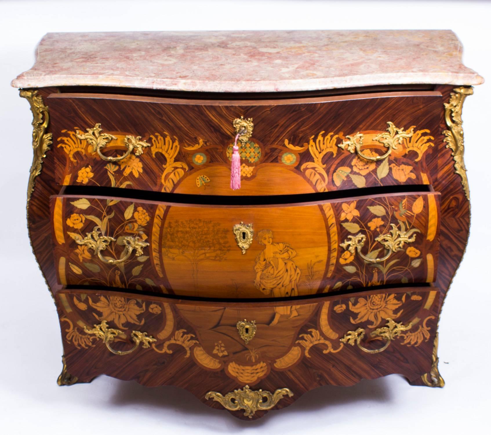 19th Century French Goncalo Alves Marquetry Commode Chest 5