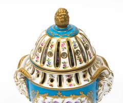 19th Century Pair of Sevres Bleu Celeste Porcelain Pot-Pourri Urns