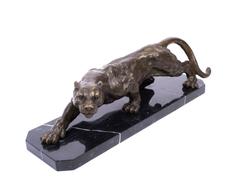 Large Bronze Creeping Panther Statue