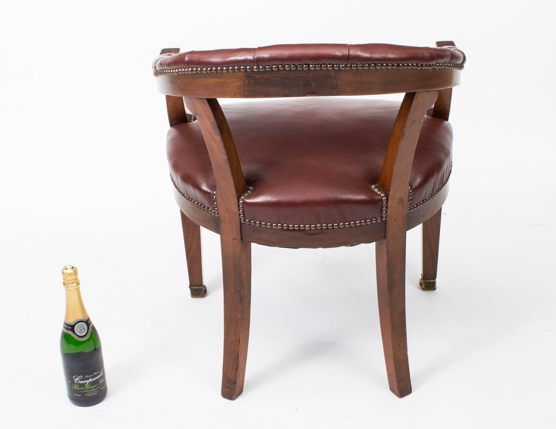 19th Century Second Empire Mahogany Tub Arm Desk Chair In Excellent Condition In London, GB