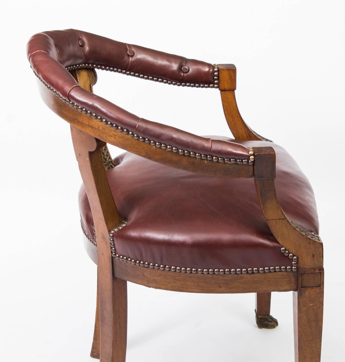 19th Century Second Empire Mahogany Tub Arm Desk Chair For Sale At 1stdibs