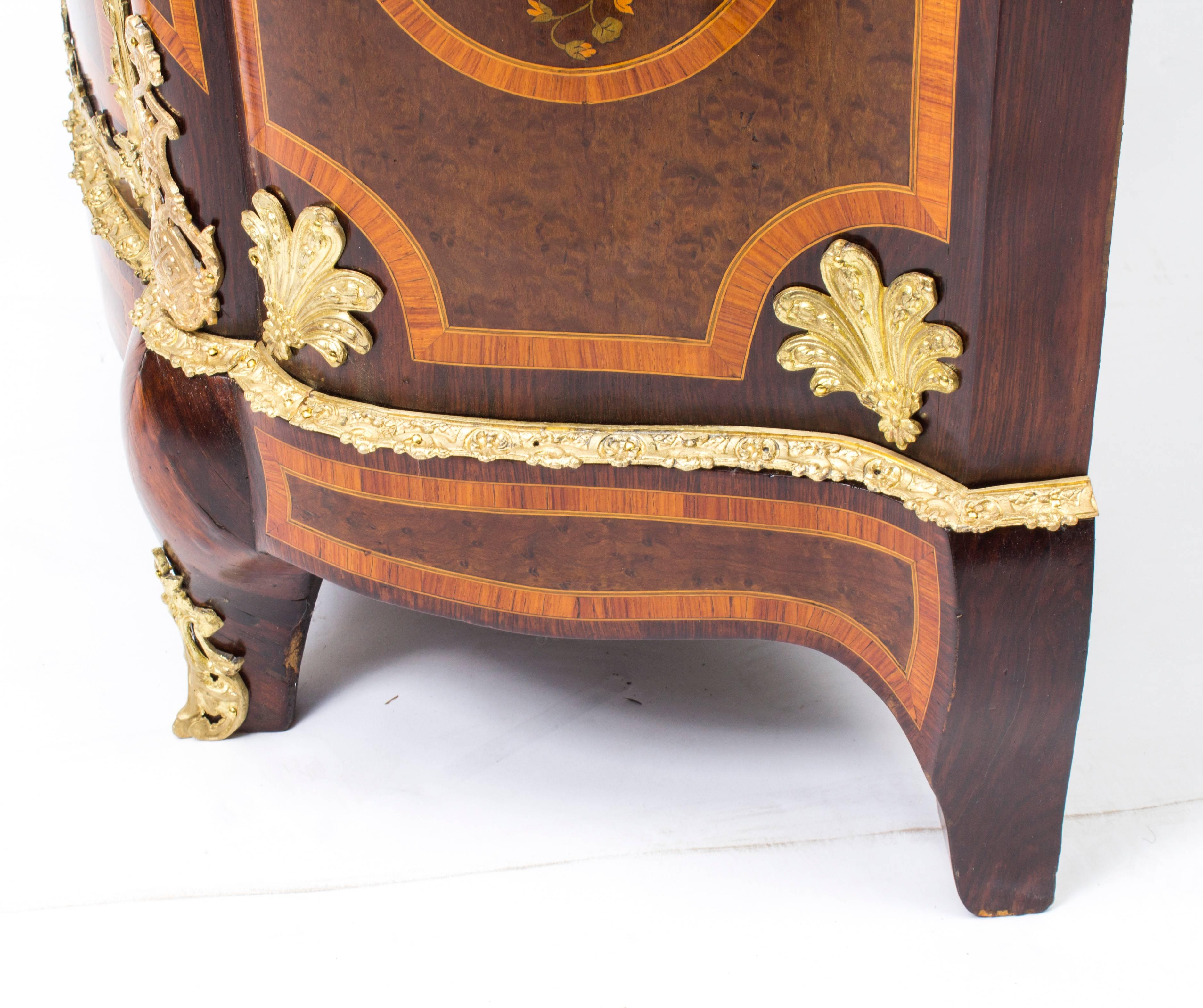 19th Century French Amboyna and Floral Marquetry Side Cabinet 5