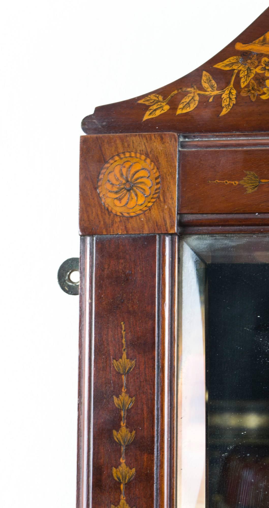 Edwardian Early 20th Century Mahogany Inlaid Marquetry Mirror