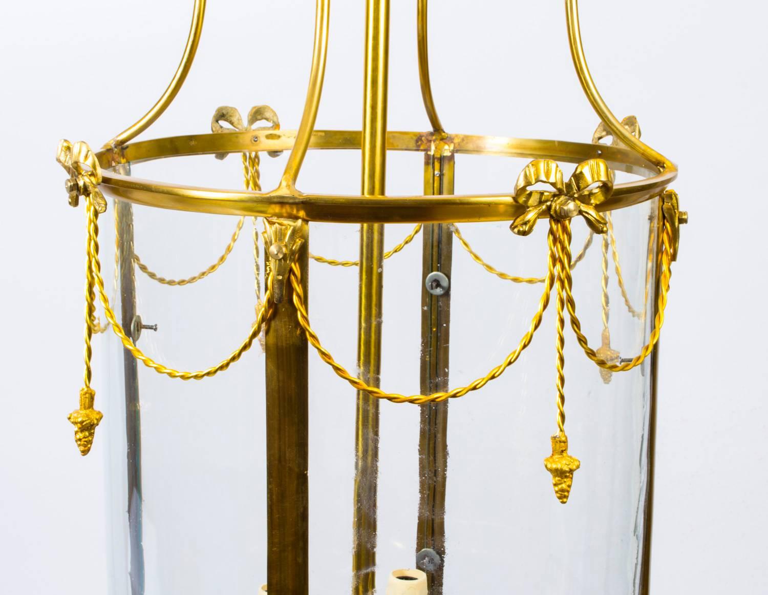 English Sheraton Style Solid Brass Circular Lantern