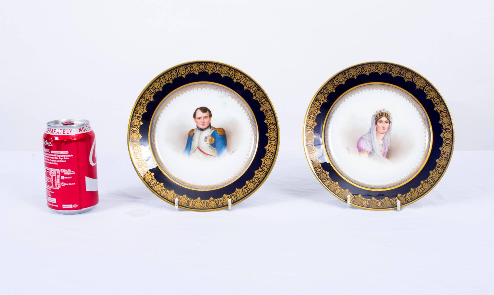 Antique Pair of Sèvres Cabinet Plates Napoleon Josephine 2