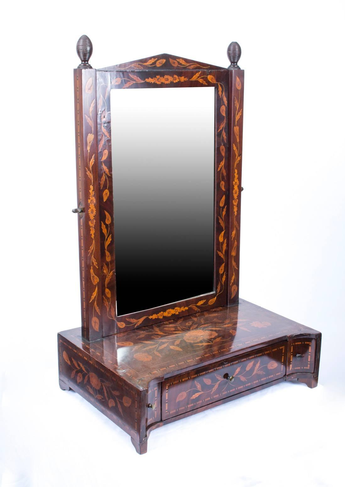 18th Century Dutch Marquetry Dressing Table Mirror