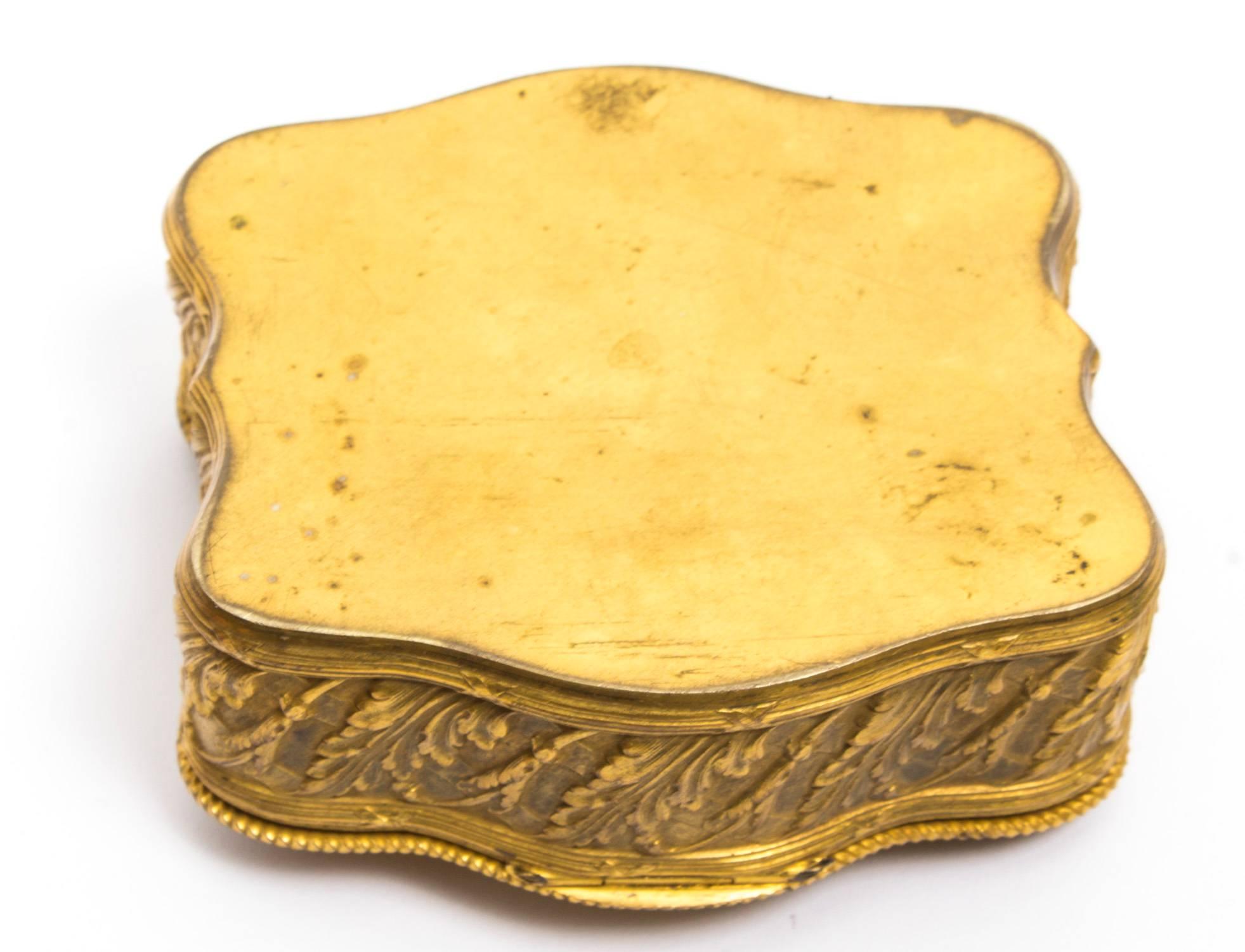 19. Jahrhundert Vergoldete Bronze-Schmuckschatulle & Limoges Miniatur (Goldbronze)