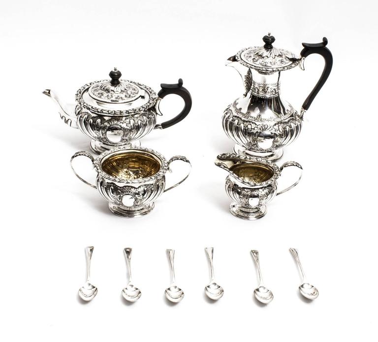 Antique Sheffield Silver Plated Cased Tea Set, circa 1890 at 1stdibs