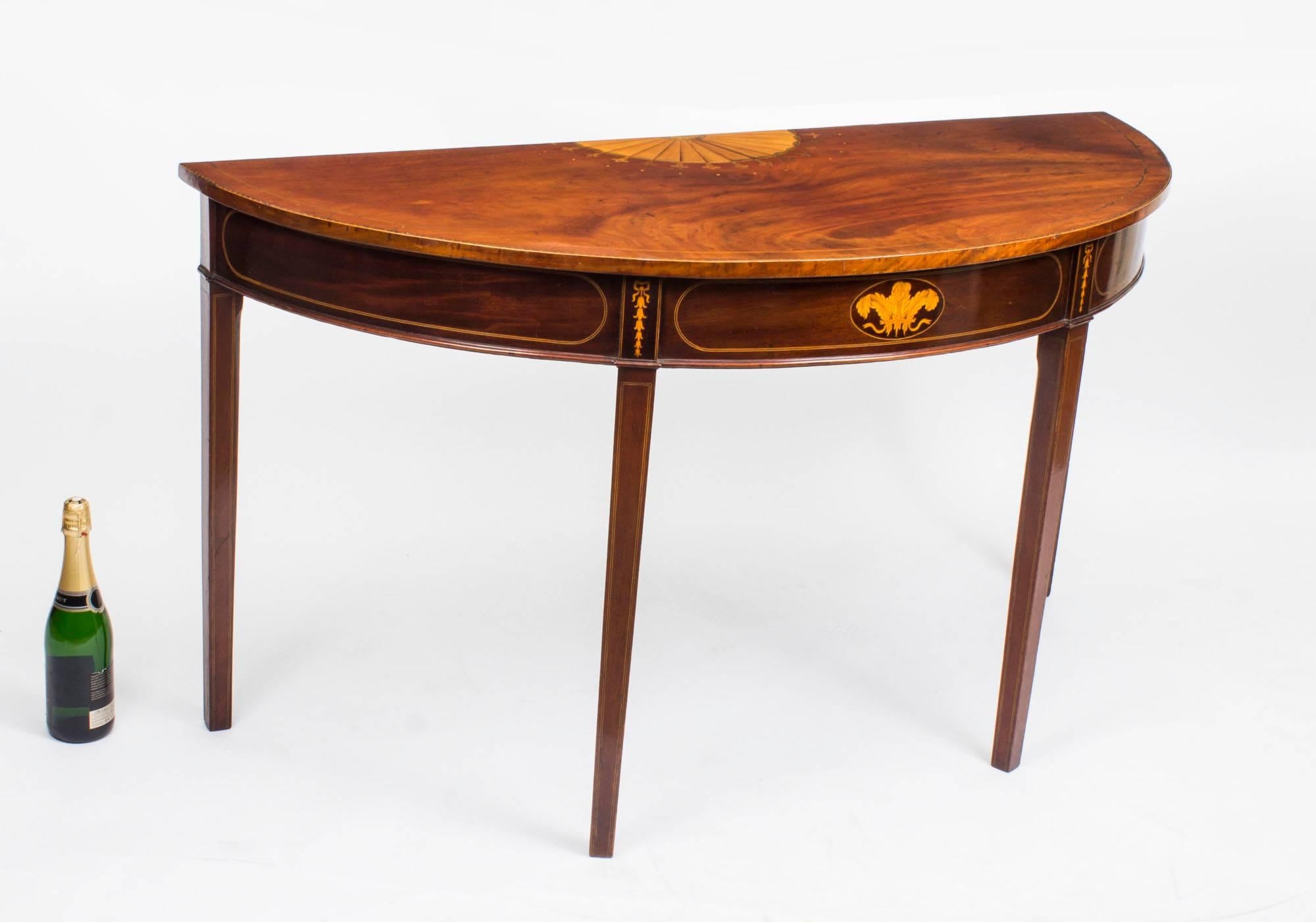19th Century George III Inlaid Flame Mahogany Console Table 6