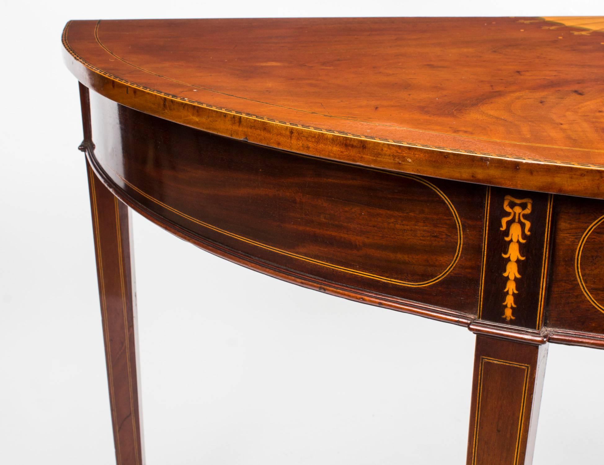 19th Century George III Inlaid Flame Mahogany Console Table 3
