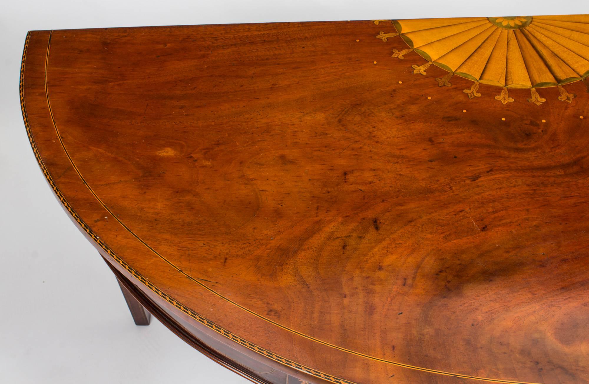 British 19th Century George III Inlaid Flame Mahogany Console Table