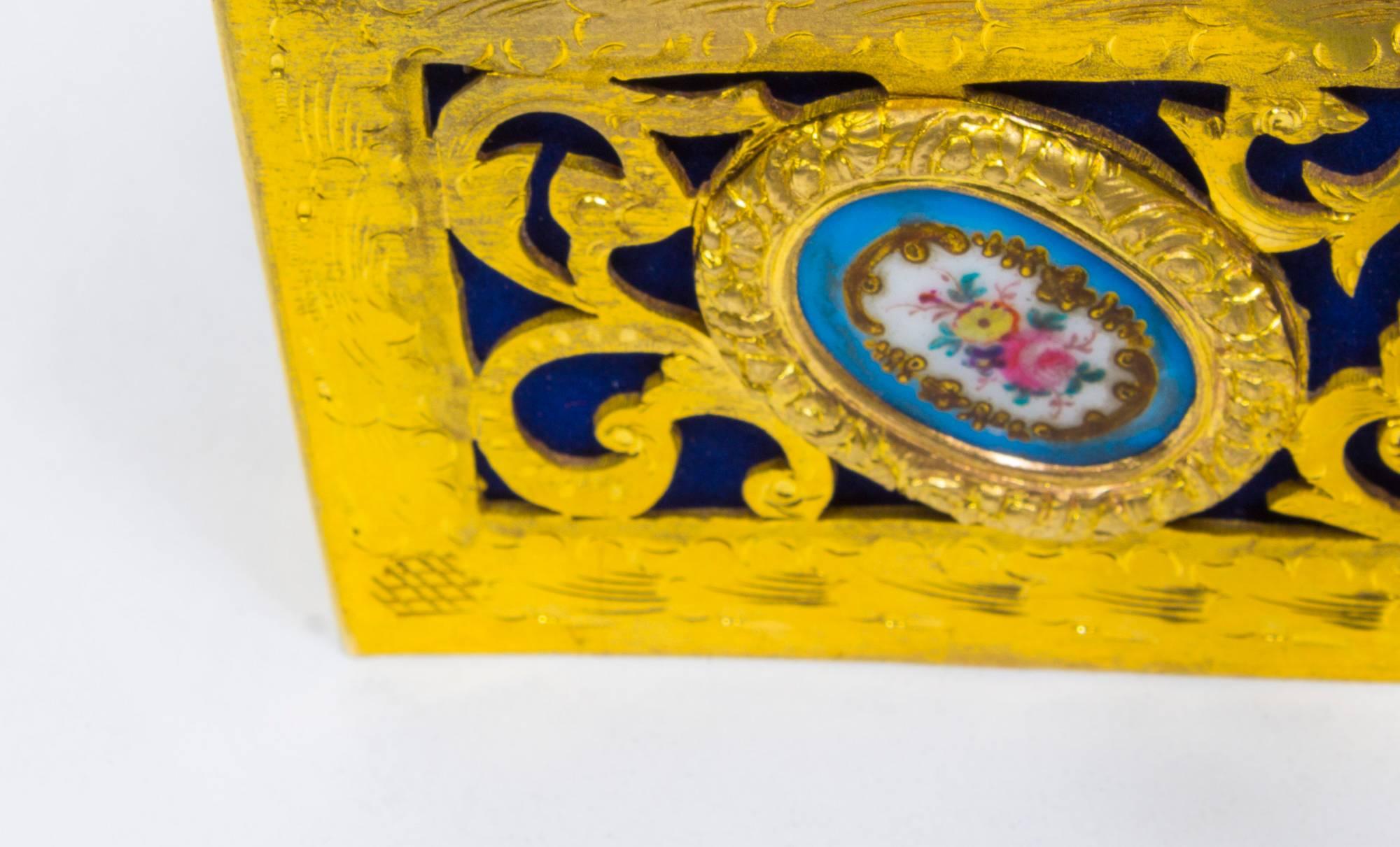 19th Century Gilt Bronze Sevres Porcelain Inset Casket In Excellent Condition In London, GB