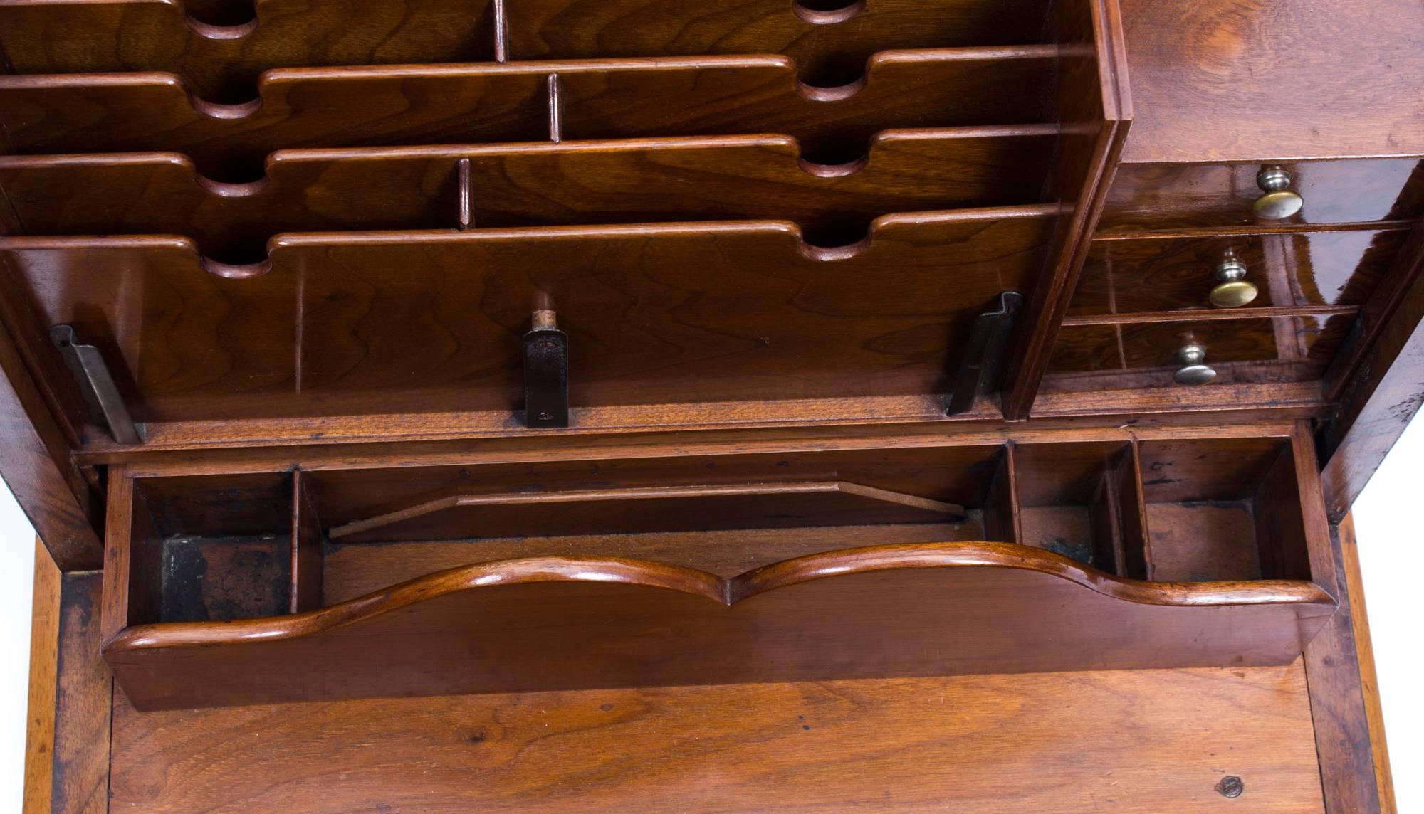 19th Century Antique Victorian Burr Walnut Writing Stationery Box, circa 1860