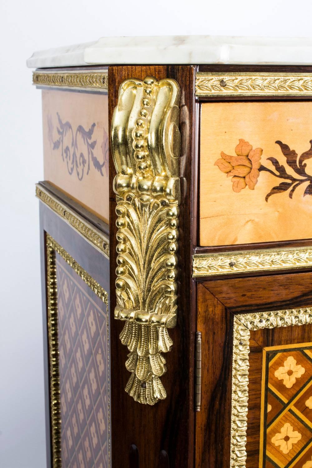 Vintage Louis XVI Revival Parquetry Cocktail Cabinet Dry Bar 1