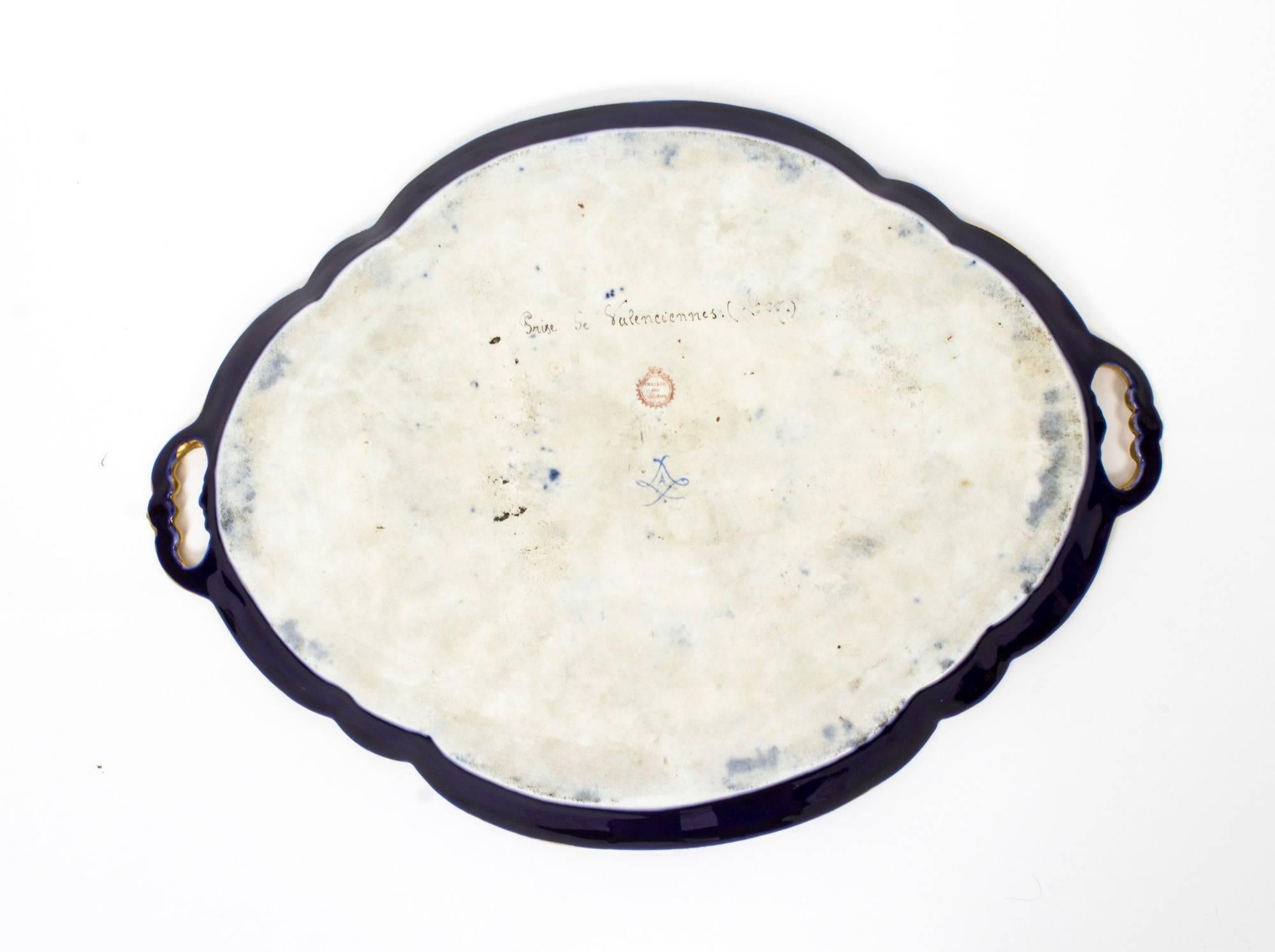 19th Century French Sevres Porcelain Tray Signed Moreaux In Excellent Condition For Sale In London, GB