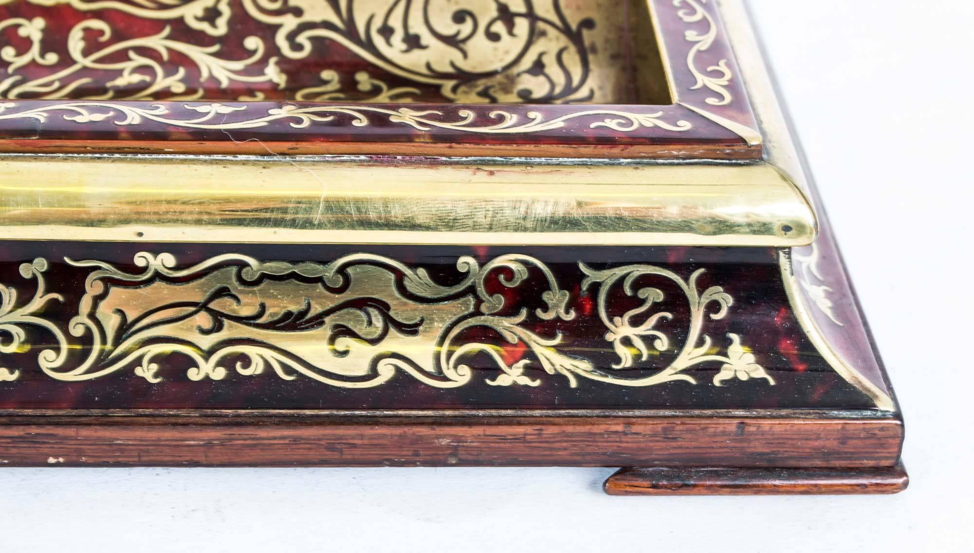19th Century French Boulle Cut Brass Inlaid Inkstand In Excellent Condition In London, GB