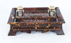 19th Century Willliam IV Inlaid Mother-of-Pearl Boulle Inkstand