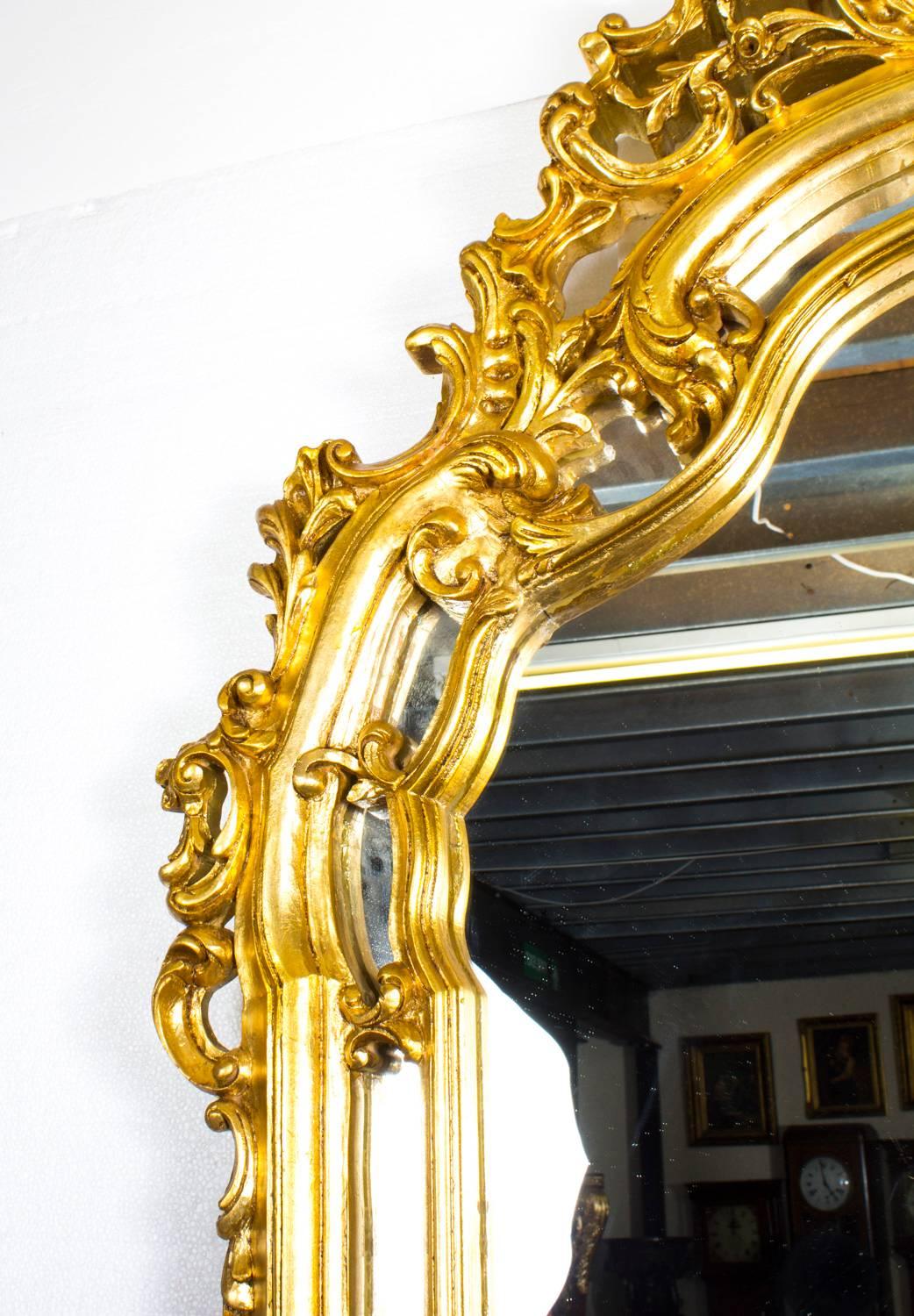 Vintage Louis Revival Carved Giltwood Console Table Mirror 20th Century In Excellent Condition In London, GB