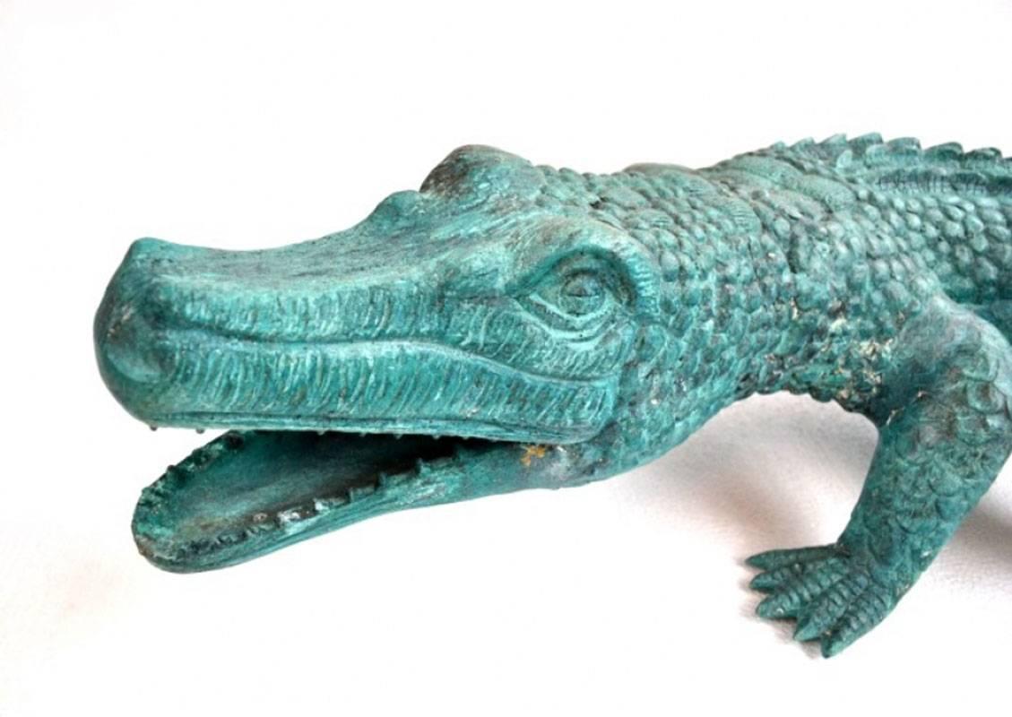 bronze crocodile sculpture