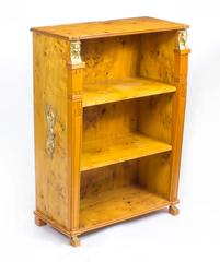 Pair Art Deco Egyptian Revival Birdseye Maple Open Bookcases