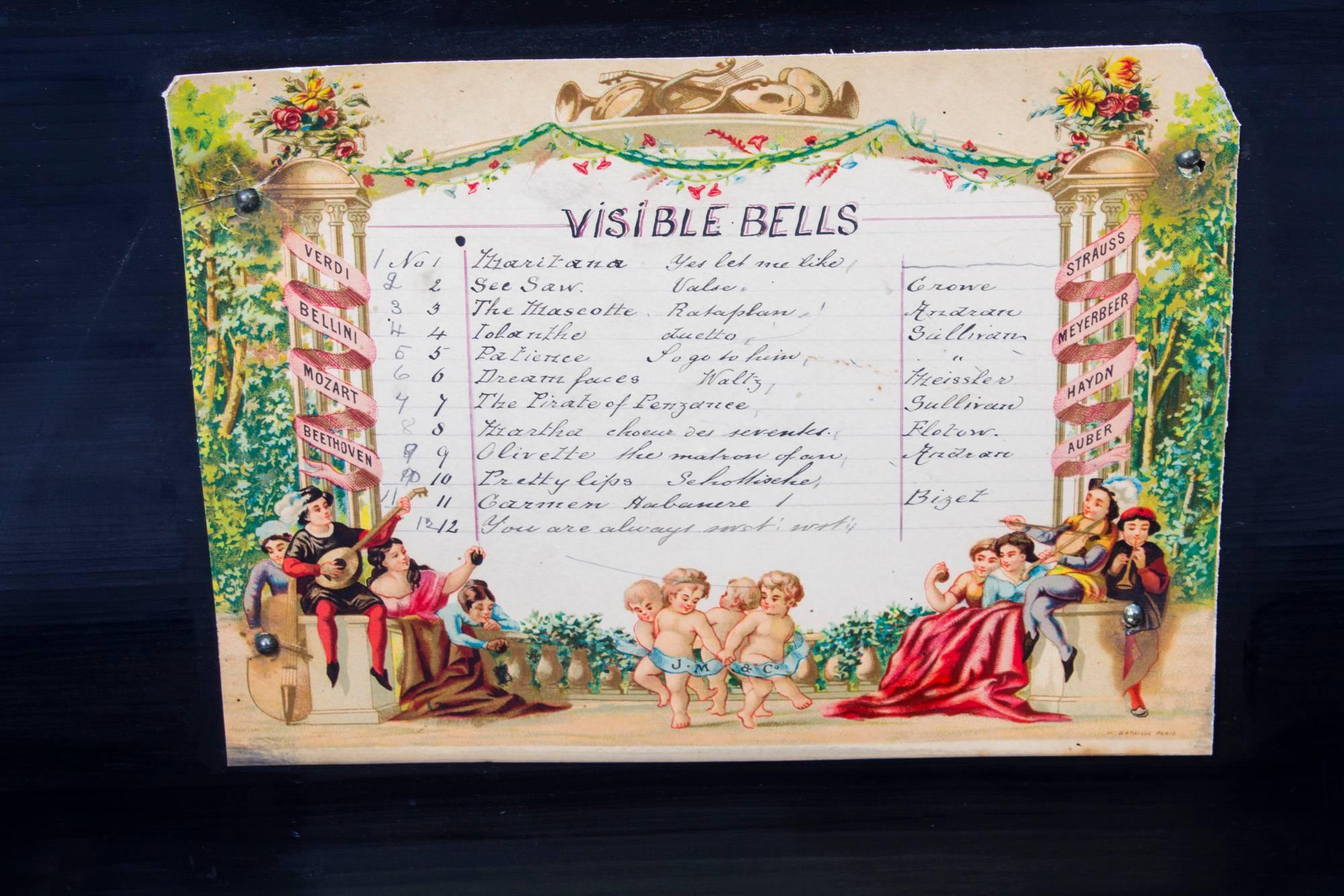 Antique Swiss 12 Air Four Visible Bells Rosewood Musical Box, circa 1890 5