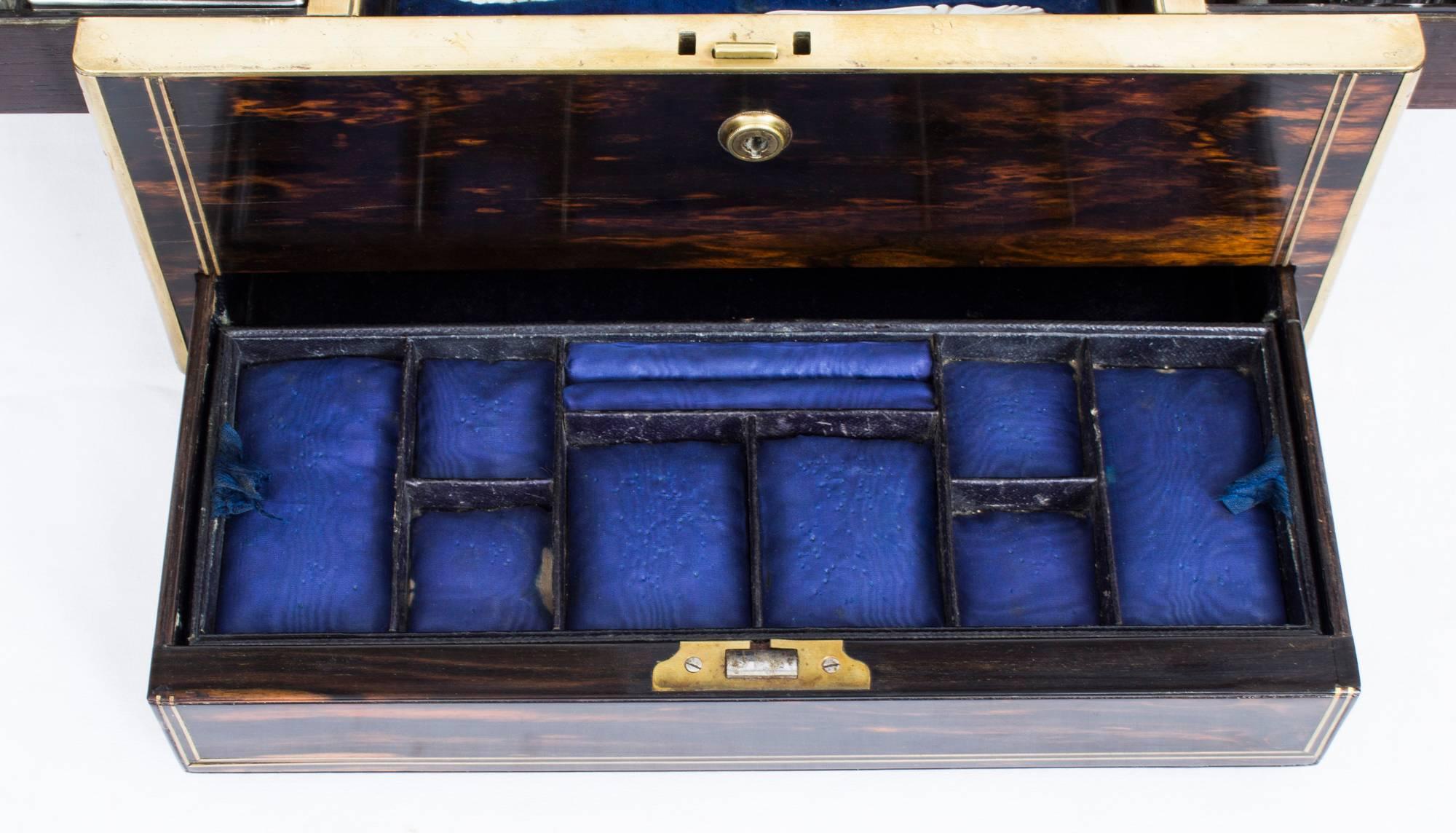 Antique English Coromandel and Silver Dressing Case T Dalton, 1849 1